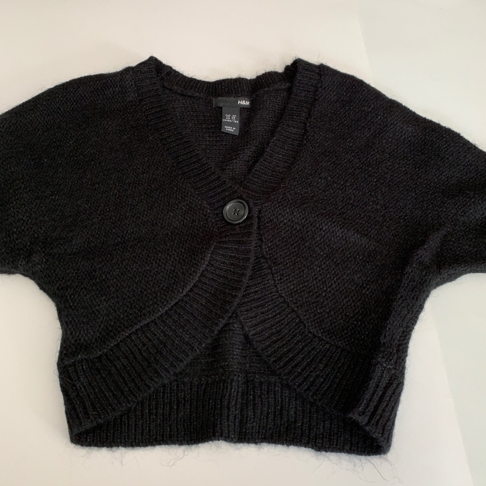 H&M Mohair Blend Black Shrug Sweater Short Sleeve